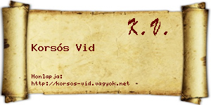 Korsós Vid névjegykártya